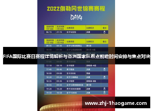 FIFA国际比赛日赛程详情解析与各洲国家队看点前瞻时间安排与焦点对决